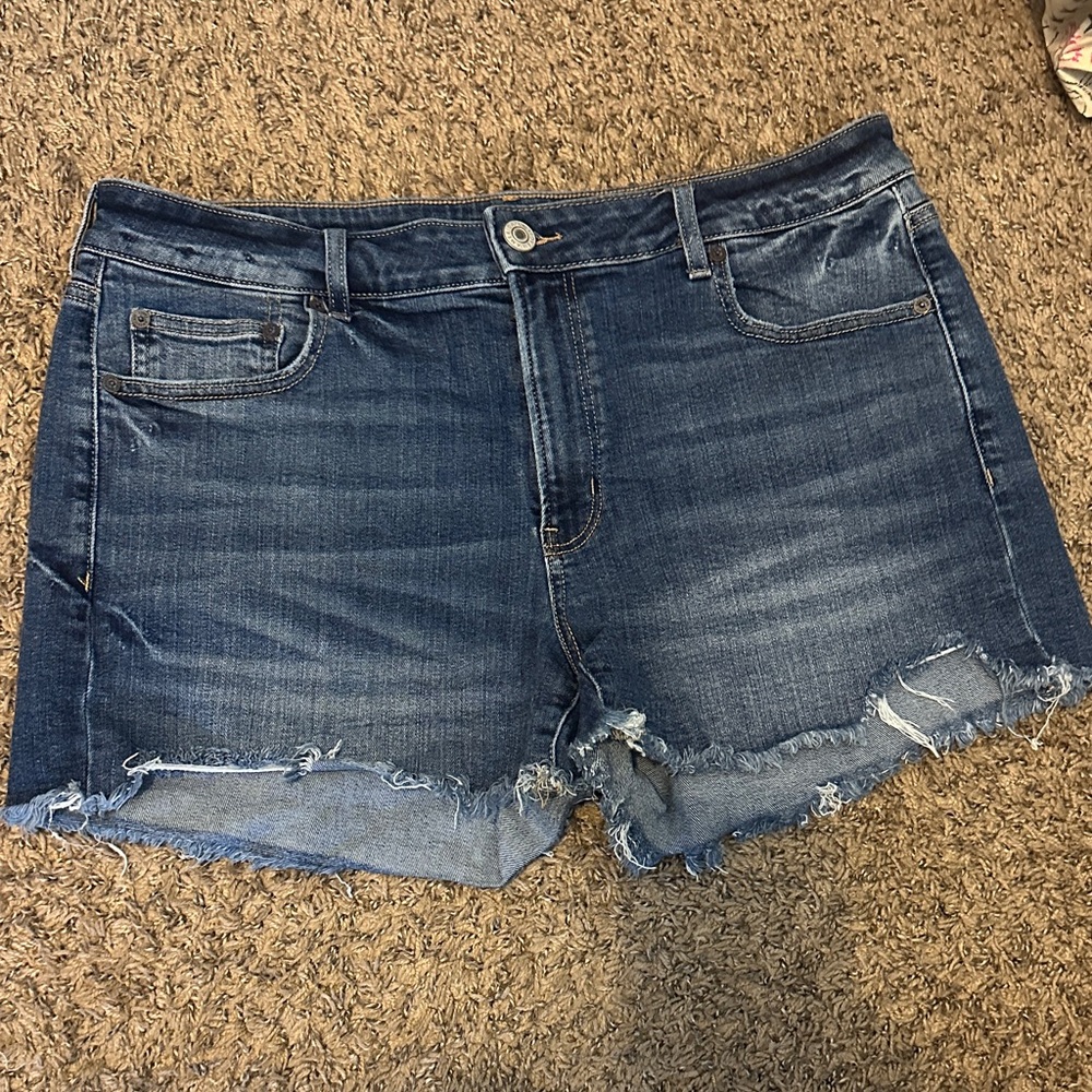 American Eagle Outfitters Distressed Dark Blue Denim Cutoff Shorts